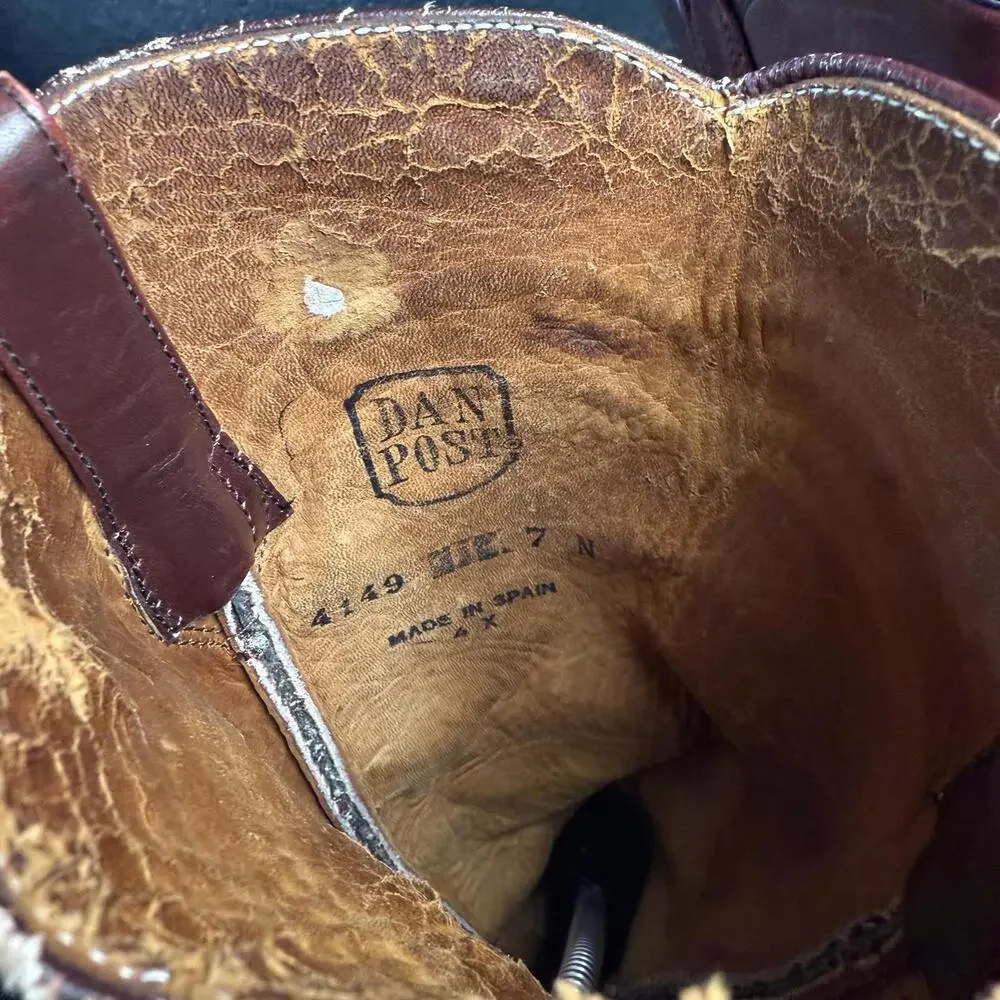 Dan Post 4149 Burgundy Leather Western Cowboy Boots Womens Size 7 N - Picture 6 of 7